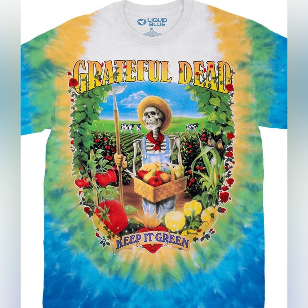 Vintage Liquid Blue Grateful Dead Keep It Green Tie-Dye BNWT Shirt SIZE XL